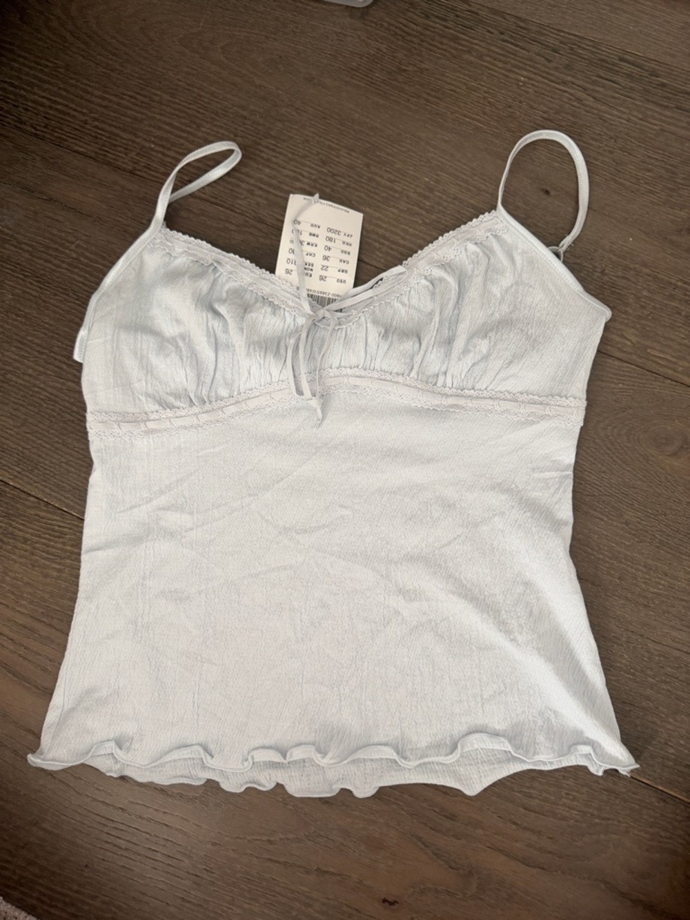 Brandy Melville Light Blue Ribbed Lettuce-Edge Tank